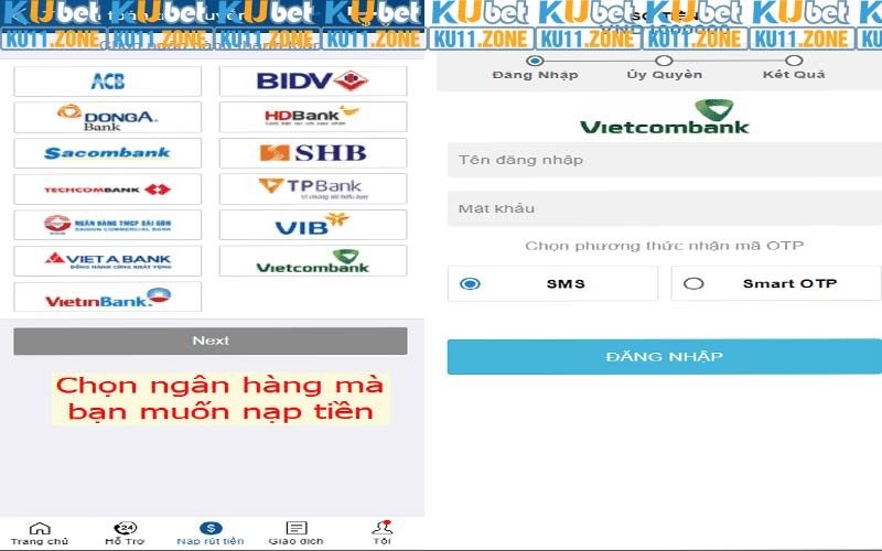 Cách nạp tiền Ku11 thông qua thanh toán online